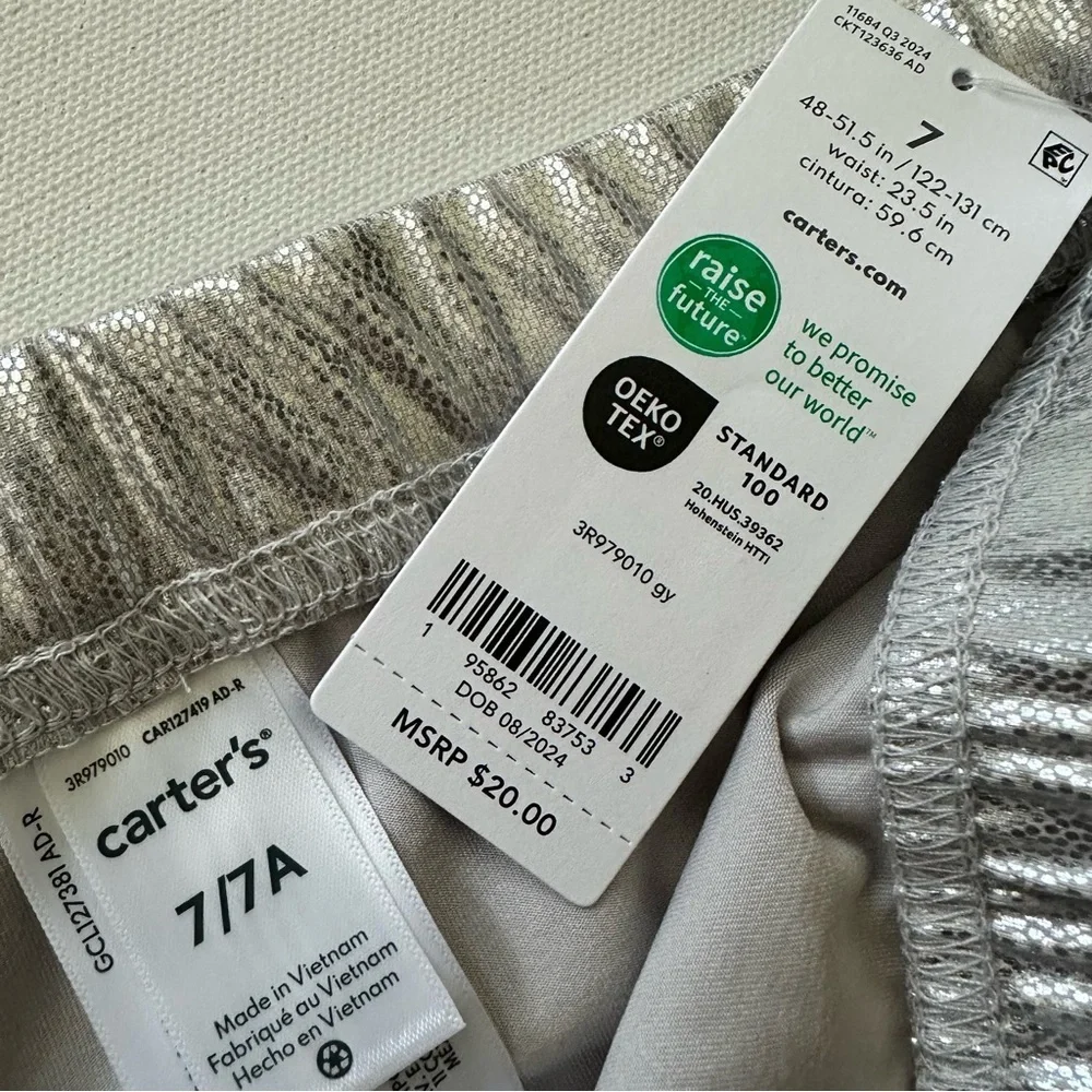 Carter's Metallic Silver Kids Leggings Size 7